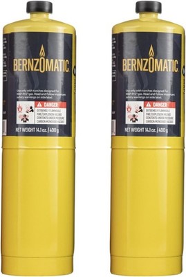 Bernzomatic Pre-Filled MAP-Pro Gas Torch Style Cylinder 14.1 oz (2) Pack Mapp