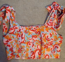 Shein Tank Top Size M Womens Bright Multicolor Tie Shoulder Cropped No Care Tag