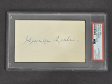 George Sisler PSA COA Signed 3x5 Index Card St. Louis Browns HOF Autograph
