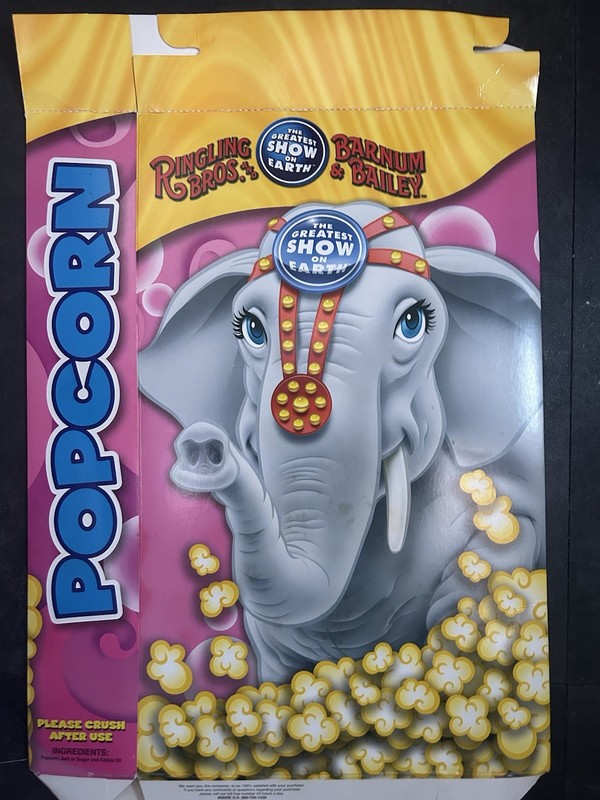 Ringling Brothers and Barnum & Bailey empty popcorn box RARE