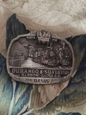 DURANGO SILVERTON NARROW GAUGE RAILROAD BELT BUCKLE VINTAGE RARE 1982