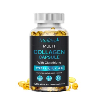 Multi Collagen Capsules Collagen Peptides Types I, II, III, V, X Anti-aging