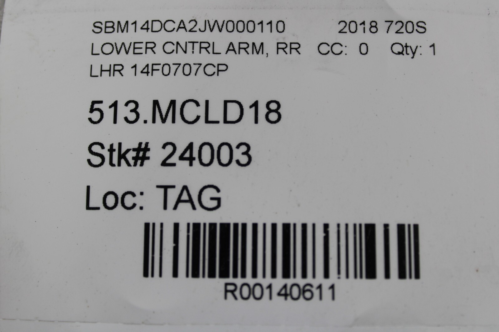 McLaren 720S, Engine Mount Arm, Used, P/N 14F0707CP