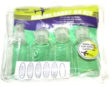 3 oz Clear Disc Top Bottles Fine Mist Sprayer Airline 6-Pc Travel Carry-On Kit