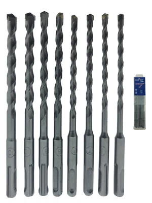 FALON TECH SDS Plus Bohrer Set 8tlg Steinbohrer Betonbohrer Hammerbohrer HM 6/ 7 / 8 / 10mm