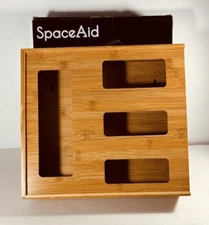 Bamboo Storage Bag Organizer by SpaceAid 4 Slots New Open Box