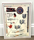 Vintage Parker Fishing Supply Chicago IL Tin Metal Sign Fishing lures rods NICE