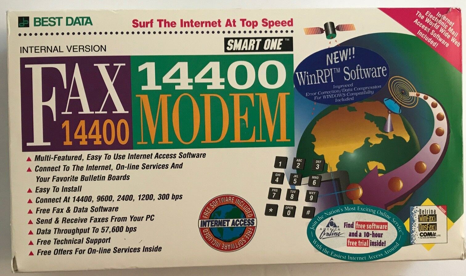 Vintage Best Data Fax 14400 Modem, Internal Version