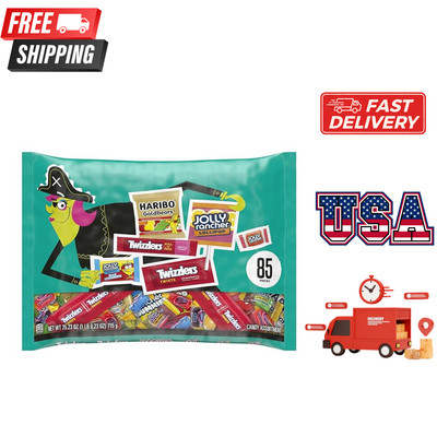 HARIBO,JOLLY RANCHER and TWIZZLERS Assorted Flavored Bag, 25.23 oz (85 Pieces
