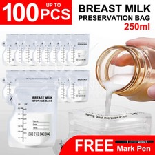 30 / 100x Pre-Sterilised Breastmilk Baby Breast Milk Storage Bags Pouches 250ML