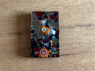 Vetro Artistico Murano Glass Pendant Original Label Multi color 1-1/8'' x 2'' Vtg