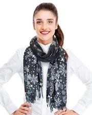 CBC Crown Snowflakes Soft Feeling Christmas Theme Scarf  25" x 75"