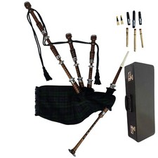 Great Highland Bagpipe   Natural Wood, Hard Case  Black Watch Tartan