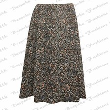 Womens Ladies Floral Printed Elasticated Waist Long Plus Size Midi Skirt 12-26