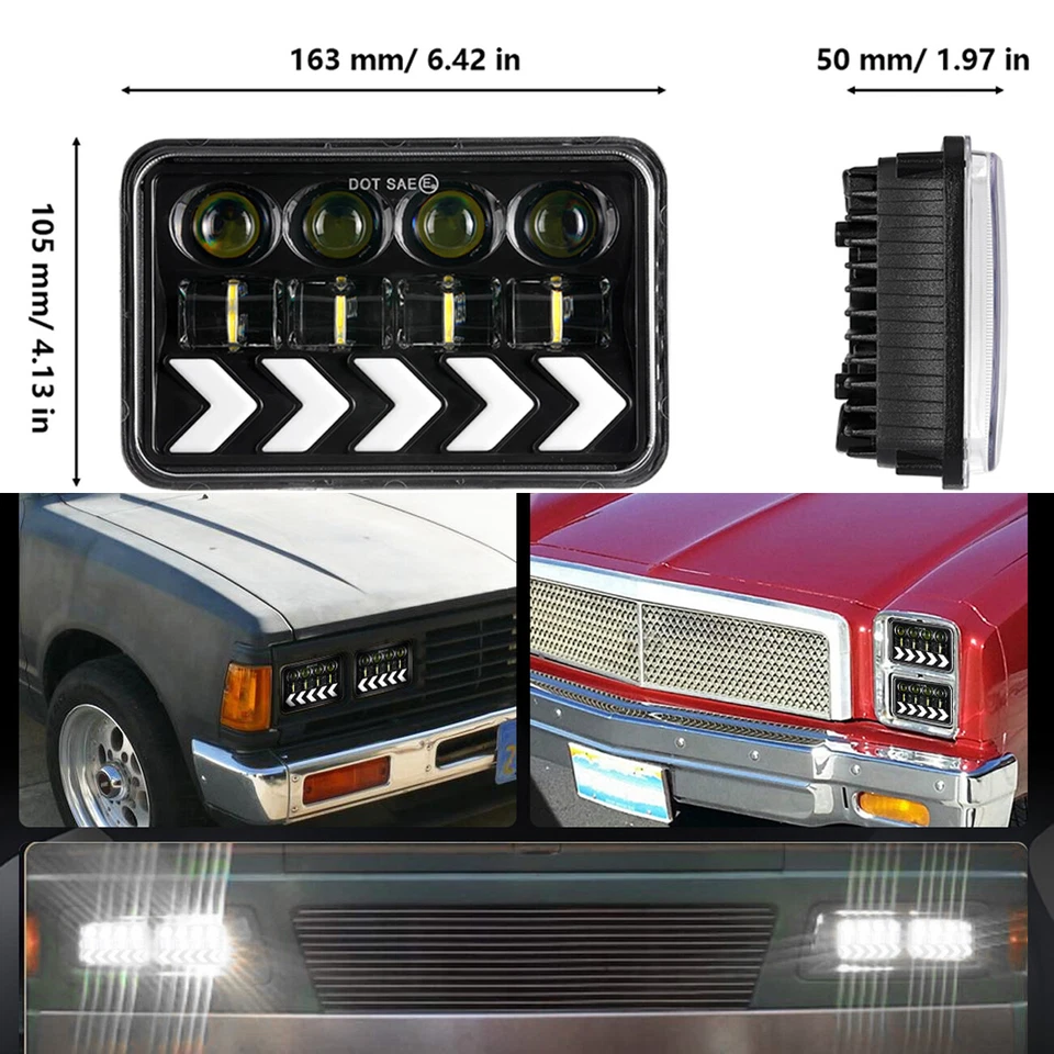 4 un. 4X6" Faro LED haz alto/bajo DRL lámpara de señal de giro para Ford LTD 1980-1991 Foto 2 de 4