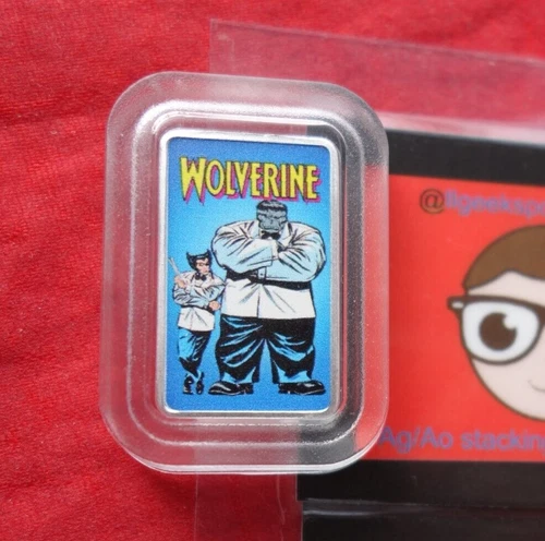 Rare Mini Vintage Comics "Wolverine" 1/10th Oz .999 SILVER Mini Proof Bar Color