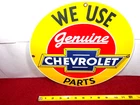 VINTAGE 10in CHEVROLET GENUINE CHEVY PARTS ADV SIGN HEAVY METAL PORCELAIN -S179E