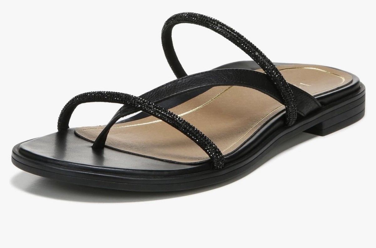 BNIB Vionic Metallic Leather Beaded Strappy Sandals Prism Wide