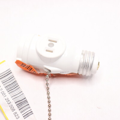 Leviton 2-Outlet White Socket with Pull Chain