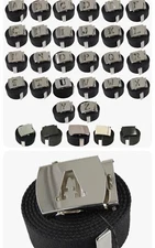 Capital Canvas Military Web Black Belt & Buckle 56 inch A-Z, BUY 2 GET 1 FREE