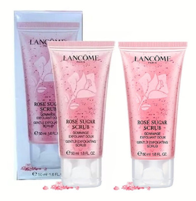 LANCOME 100 ml Rose Sugar Scrub Neu & Ovp 2 x 50 ml Gentle Exfoliating Scrub