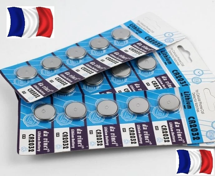 CR2032 PILES PILE UNITE BATTERIE BOUTON PLATE MONTRE COMPTEUR CR2032