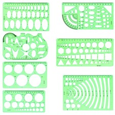 SenseYo 7 Pack Drawings Templates Stencil, Circle Template for 7 pcs, Green