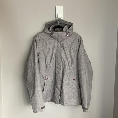 Quechua Womens Rain Shell Jacket 2XL UK 20-22 Grey Hooded Windbreaker Hiking