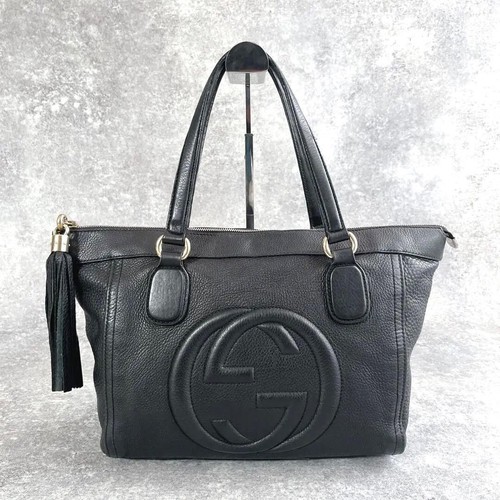 Gucci Soho tote bag hand bag purse Black  282307 Authentic R3737RT711