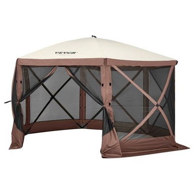 12.5x12.5FT Camping-Ready Screen Tent with Luminous Ground Nails Brown