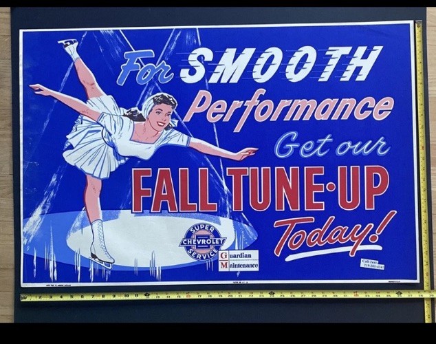 Ice Dancing 1955 Original Genuine GM Chevy Poster 38x25” Tune-up Car Service