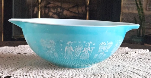 Vintage PYREX Blue Amish Butterprint Mixing Bowl #444, 4 Quart