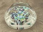 Vtg MURANO Clear PEEK A BOO Art Glass MILLEFIORI Mushroom LATTICINO Paperweight