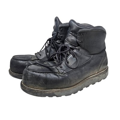 Red Wing 12 Traction Tred Lite Black Leather Lace Up Utility Boot Steel Toe