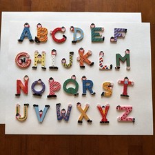 Sevi Mix Lot Hand Painted Clown Wood Alphabet Letters Complete Set of 26