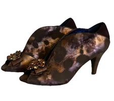 Poetic License London Red Alert Leather Upper Jewel Detail Peep Toe Heels Pumps