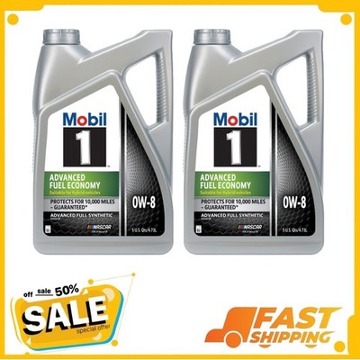 ( 2 Pack ) Mobil 1 Advanced Fuel Economy Full Synthetic Motor Oil 0W-8, 5 Quart