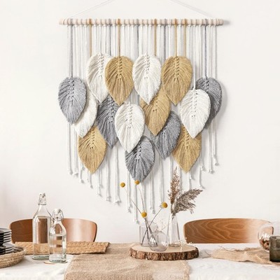 Macrame Wall Hanging Leaves Boho Wall Decor Bohemian Handmade Woven Wall Art ...