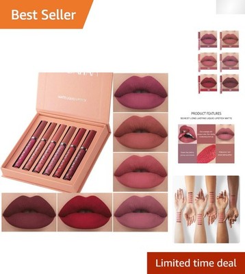 Glamorous 6-Piece Matte Lipstick Set - Bold & Moisturizing for All Occasions