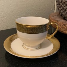 Lenox Westchester Gold Trim 2 3/4" Footed Cup & Saucer 1st Quality USA  Pristine