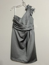 Davids Bridal Satin One Shoulder Dress Womens 10 Knee length gown bridesmaid