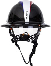 Saffas Carbon Fiber Full Brim Hard Hat Safety Helmet with Goggles and Leather Ch