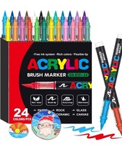 Acrylic Paint Brush Markers Set 24 Colors  -Paint Pens Acrylic brush Marker