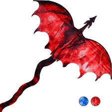 Fiery Dragon 54" Huge Kite for Kids and Adults Easy to Fly Single Line String wi