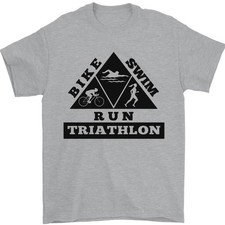 Triatlón Triángulo Atletismo Natación Ciclismo Hombre Camiseta 100% Algodón