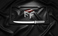 Samurai Sword License Plate Frame Black Metal - Knight Japanese Jdm Unique Gift