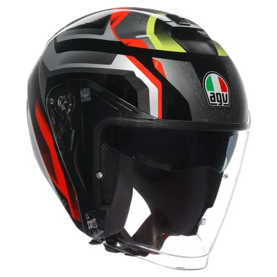 Casque Moto Jet AGV Irides ZURIGO BLACK RED YELLOW FLUO Taille XS-2 Calotte 1-2 - Photo 1/4