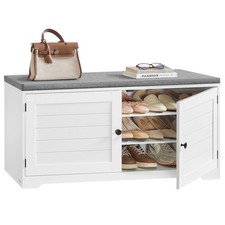 Shoe Storage Bench with Cushion, 3-Tier Entryway Bench with Padded Seat, Door...