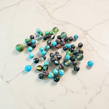 45 Glass Marbles Lot   Mixed Styles   Includes Large Cat Eye  Shooter Marbles