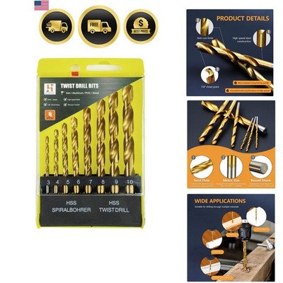8-Piece Metric Twist Drill Bit Set 3mm-10mm with Indexed Storage Case, Budget...